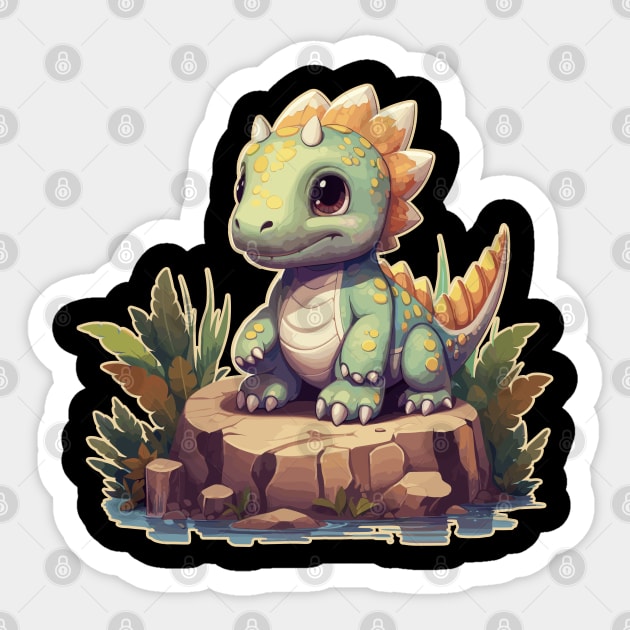 Cute Cuddly Chibi T-Rex Isometric Dinosaur Sticker by DanielLiamGill